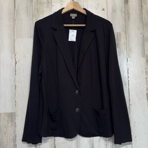 J. Jill Black Two Button Closure Soft Blazer Jacket Size XL